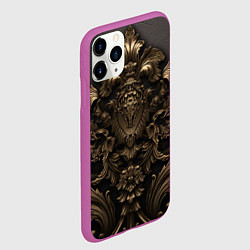 Чехол iPhone 11 Pro матовый Золотистая корона и узоры, цвет: 3D-фиолетовый — фото 2