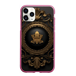 Чехол iPhone 11 Pro матовый Классические золотые узоры и корона