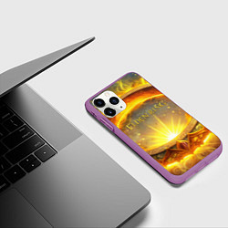 Чехол iPhone 11 Pro матовый Elden Ring лого и волшебное золотое кольцо, цвет: 3D-фиолетовый — фото 2