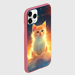 Чехол iPhone 11 Pro матовый Котик и космические созвездия, цвет: 3D-малиновый — фото 2
