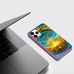 Чехол iPhone 11 Pro матовый Elden Ring золотое кольцо и зимний холод, цвет: 3D-фиолетовый — фото 2