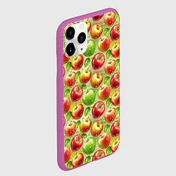 Чехол iPhone 11 Pro матовый Натуральные яблоки паттерн, цвет: 3D-фиолетовый — фото 2