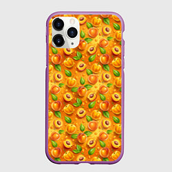 Чехол iPhone 11 Pro матовый Сочные сладкие абрикосы паттерн, цвет: 3D-фиолетовый