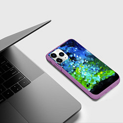 Чехол iPhone 11 Pro матовый Звездное небо с зелеными бликами, цвет: 3D-фиолетовый — фото 2
