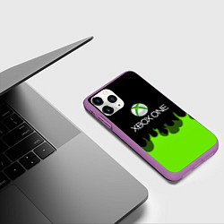 Чехол iPhone 11 Pro матовый Xbox green fire, цвет: 3D-фиолетовый — фото 2
