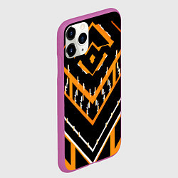 Чехол iPhone 11 Pro матовый Жёлто-белые линии на чёрном фоне, цвет: 3D-фиолетовый — фото 2