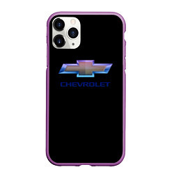 Чехол iPhone 11 Pro матовый Chevrolet logo neon, цвет: 3D-фиолетовый