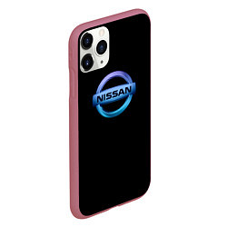 Чехол iPhone 11 Pro матовый Nissan logo neon, цвет: 3D-малиновый — фото 2