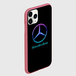 Чехол iPhone 11 Pro матовый Mercedes neon logo, цвет: 3D-малиновый — фото 2
