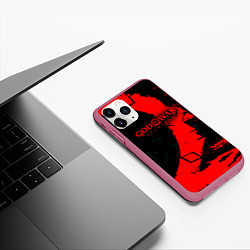 Чехол iPhone 11 Pro матовый God of War текстура, цвет: 3D-малиновый — фото 2