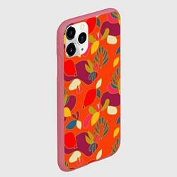 Чехол iPhone 11 Pro матовый Яркие ягодки-листочки, цвет: 3D-малиновый — фото 2