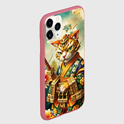 Чехол iPhone 11 Pro матовый Кот в кимоно в японском стиле, цвет: 3D-малиновый — фото 2
