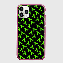 Чехол iPhone 11 Pro матовый Half life green logo, цвет: 3D-малиновый
