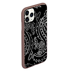 Чехол iPhone 11 Pro матовый Драконы татуировки самураи, цвет: 3D-коричневый — фото 2