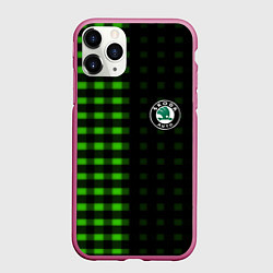 Чехол iPhone 11 Pro матовый Skoda pattern geometry, цвет: 3D-малиновый