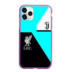 Чехол iPhone 11 Pro матовый Juventus x Liverpool geometry, цвет: 3D-фиолетовый