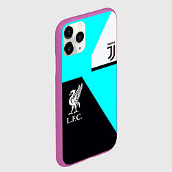 Чехол iPhone 11 Pro матовый Juventus x Liverpool geometry, цвет: 3D-фиолетовый — фото 2