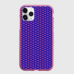 Чехол iPhone 11 Pro матовый Паттерн облака из сердечек, цвет: 3D-малиновый