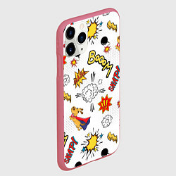 Чехол iPhone 11 Pro матовый Комикс изображение с собакой pop art, цвет: 3D-малиновый — фото 2