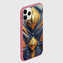 Чехол iPhone 11 Pro матовый Объемная позолоченная текстурная кожа, цвет: 3D-малиновый — фото 2