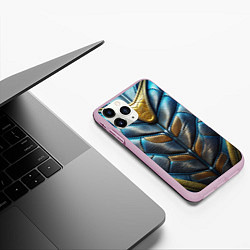 Чехол iPhone 11 Pro матовый Объемная синяя текстурная кожа, цвет: 3D-розовый — фото 2