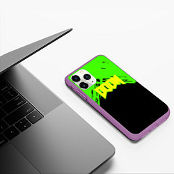 Чехол iPhone 11 Pro матовый Doom кислотное лого, цвет: 3D-фиолетовый — фото 2