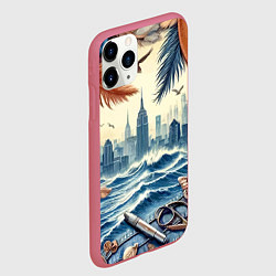 Чехол iPhone 11 Pro матовый Коллаж с видом Нью-Йорка - нейросеть, цвет: 3D-малиновый — фото 2