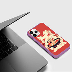 Чехол iPhone 11 Pro матовый Japanese cat eats ramen, цвет: 3D-фиолетовый — фото 2