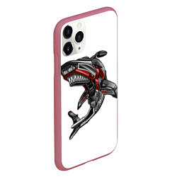 Чехол iPhone 11 Pro матовый Moto shark, цвет: 3D-малиновый — фото 2