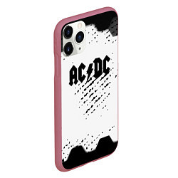 Чехол iPhone 11 Pro матовый AC DC текстура рок, цвет: 3D-малиновый — фото 2