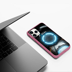 Чехол iPhone 11 Pro матовый Portal logo game, цвет: 3D-малиновый — фото 2