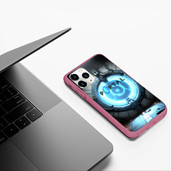 Чехол iPhone 11 Pro матовый Portal logo game, цвет: 3D-малиновый — фото 2