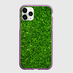 Чехол iPhone 11 Pro матовый Текстура газона, цвет: 3D-фиолетовый