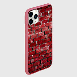 Чехол iPhone 11 Pro матовый Текстура красного кирпича, цвет: 3D-малиновый — фото 2