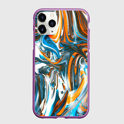 Чехол iPhone 11 Pro матовый Иллюзия смешанных абстрактных красок, цвет: 3D-фиолетовый