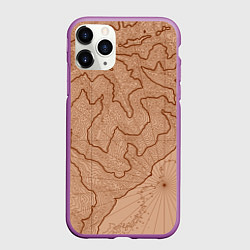 Чехол iPhone 11 Pro матовый Старая карта неизвестного мира, цвет: 3D-фиолетовый