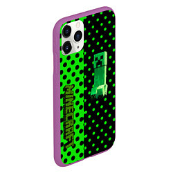 Чехол iPhone 11 Pro матовый Minecraft creeper pattern, цвет: 3D-фиолетовый — фото 2