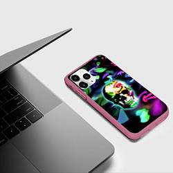 Чехол iPhone 11 Pro матовый Цветной череп, цвет: 3D-малиновый — фото 2