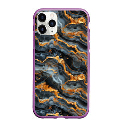 Чехол iPhone 11 Pro матовый Мраморное золото, цвет: 3D-фиолетовый