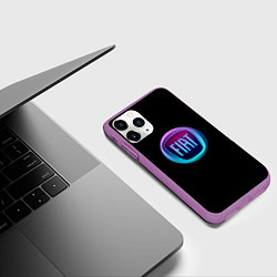 Чехол iPhone 11 Pro матовый FIAT logo neon, цвет: 3D-фиолетовый — фото 2