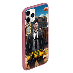 Чехол iPhone 11 Pro матовый PUBG mobile персонаж в костюме, цвет: 3D-малиновый — фото 2