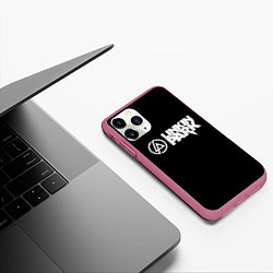 Чехол iPhone 11 Pro матовый Linkin park logo rock music, цвет: 3D-малиновый — фото 2