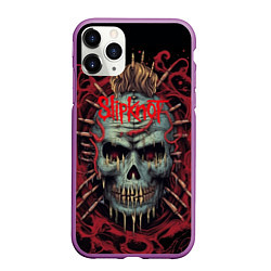 Чехол iPhone 11 Pro матовый Slipknot череп зомби, цвет: 3D-фиолетовый