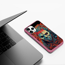 Чехол iPhone 11 Pro матовый Slipknot в маске, цвет: 3D-малиновый — фото 2