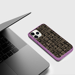Чехол iPhone 11 Pro матовый Африканский монохромный орнамент, цвет: 3D-фиолетовый — фото 2
