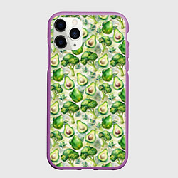 Чехол iPhone 11 Pro матовый Авокадо и брокколи, цвет: 3D-фиолетовый