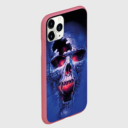 Чехол iPhone 11 Pro матовый Череп разъяренный кричащий - blue skull, цвет: 3D-малиновый — фото 2