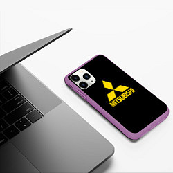 Чехол iPhone 11 Pro матовый Mitsubishi logo yelow, цвет: 3D-фиолетовый — фото 2