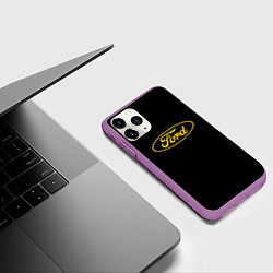 Чехол iPhone 11 Pro матовый Ford logo yellow, цвет: 3D-фиолетовый — фото 2