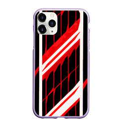 Чехол iPhone 11 Pro матовый Red and white lines on a black background